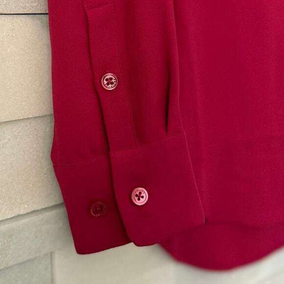 EQUIPMENT FEMME Long Sleeve Button Front Shirttail Hem Raspberry Pink  XXS - Picture 5 of 7